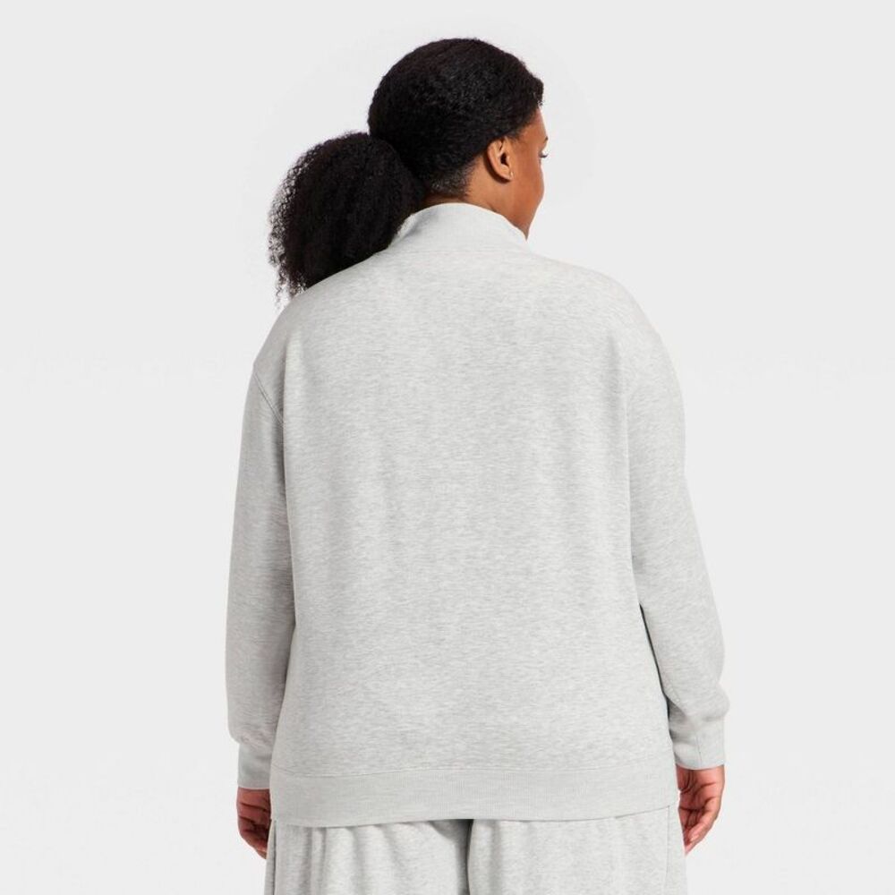 Women's Airy Sleek Deep Zip Pullover Sweatshirt - All In Motion Heather Gray 3X - Picture 2 of 4
